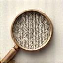 Illustration of a magnifying glass over knitting stitches, symbolizing pattern interpretation