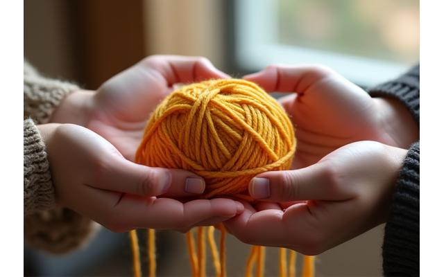 Hands knitting with warm, soft yarn, symbolizing agreement and community